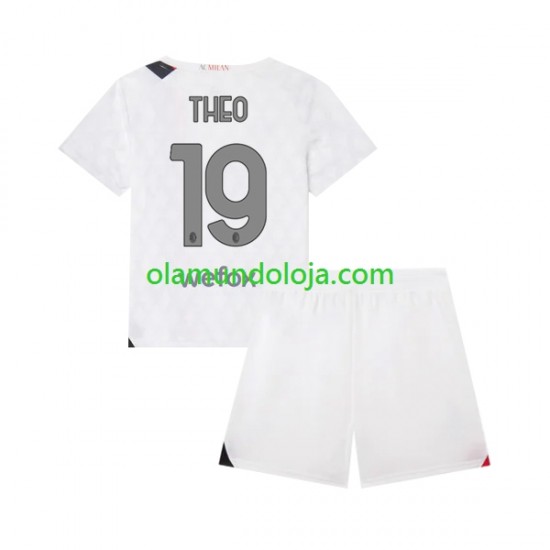 Camisola AC Milan Theo 19 Criança Equipamento Segundo 2023-2024 Manga Curta